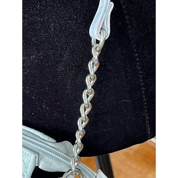 BETSEY Johnson Bonnie Quilted Crossbody Bag Chevron Pattern Grey/Blue - Picture 15 of 15